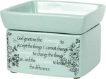 Serenity Prayer Teal White Floral Design Jar Candle Wax Oil Warmer. Fixed Price $28.95.