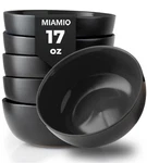 Miamio - 6 X 20.2 Oz Stoneware Bowl Set Outside Black Inside Colourful Le Papi. Fixed Price $40.76.