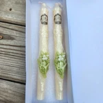 Tonttu 2 Set Lily Of The Valley Ivory Taper Scented Handmade Soy Candles 8.6". Fixed Price $25.99.