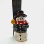 Vintage Ceramic Darice Snowman With Broom Hinged Trinket Box. Fixed Price $15.00.