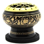 Govinda - Small Decorated Brass Charcoal Screen Incense Burner With Wooden Co.... Fixed Price $17.09.
