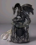 Dwk Dimming Black Resin Peak Dragon Oil Warmer Figurine Stands 10" Tall. Fixed Price $24.99.