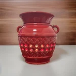 Partylite Scentglow Electric Wax Warmer Red Maroon Ceramic W/ Bulb Euc. Fixed Price $17.99.