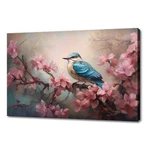 Beautiful Blue Bird On Pink Cherry Blossom Tree Canvas Print, Wall Art. Fixed Price $236.58.