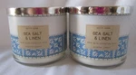 Bath & Body Works 14.5 Oz 3 Wick Candles Lot Set Of 2 Sea Salt Linen. Fixed Price $90.39.