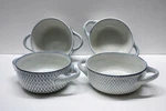 Set Of 4 Monito Stoneware Soup Bowls Double Handle Blue Pattern Ceramic 5. Fixed Price $22.49.