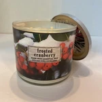 Bath & Body Works White Barn Frosted Cranberry Scented 3 Wick Candle 14.5 Oz. Fixed Price $18.99.