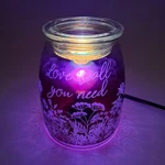 Scentsy Love Is All You Need Wax Warmer In Box 2016 Retired Purple Floral Glass. Fixed Price $26.95.