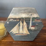 Lang Primitive Nautical Ellen Stouffer Art Box & Votive Candle Set Sailing Decor. Fixed Price $14.99.