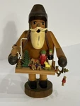 German Vintage Erzgebirge Wooden Incense Smoker Toy Seller Figure Uchermann. Fixed Price $94.95.
