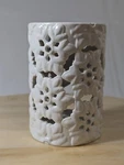 Bath & Body Works Harry Slatkin Ceramic Oil Warmer White Snowflakes 2011 Signed. Fixed Price $8.99.