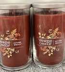 Lot Of 2-NEW-YANKEE Candle Autumn Wreath Large 14.25OZ. Free Shipping. Fixed Price $39.99.