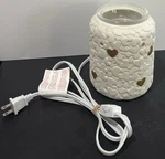 Scentsy Love Abounds White Electric Wax Warmer Gold Heart Embossed Frosted Bowl. Fixed Price $23.79.