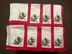 (8) Christmas Holiday Winter Holly Berry Dinner Fabric Napkins X18.25. Fixed Price $34.95.