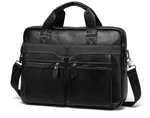 Bullcaptain Men Genuine Cow Leather Business Laptop Shoulder Bag. Fixed Price $44.90.