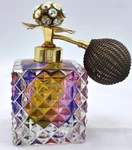 Vintage Multicolor Glass Perfume Bottle With Atomizer Spray Bulb & Cool Top Vid. Fixed Price $39.99.