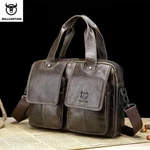Bullcaptain Men Genuine Cow Leather Business Laptop Travel Shoulder Bag. Fixed Price $49.90.
