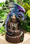 Metallic Blue Dragon Spiral Steps Castle Tower Backflow Incense Cone Burner. Fixed Price $52.99.