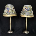 Laura Ashley Tea Light Candle Lamps Pair Floral Glass Shades Brushed Bronze 10IN. Fixed Price $42.99.