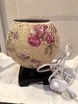 New Purple Flower Crackled Glass Electric Oil Burner Fragrance Modern Globe Lamp. Fixed Price $34.99.
