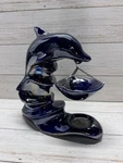Vtg 9" Cobalt Blue Porcelain Dolphin Tea Light Tart/oil Warmer By Marex Poland. Fixed Price $29.00.