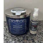 Bath & Body Works White Barn Sweater Weather Set Candle, Hand Spray, Car Refill. Fixed Price $40.98.