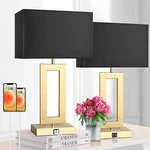 22'' Black&gold Lamps For Bedrooms Set Of 2, Touch Control Table With Usb. Fixed Price $128.99.