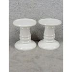Greenbrier International White Ceramic Pillar Candle Holder Set Of 2 Glossy 4IN. Fixed Price $22.98.