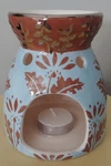 Ganz Ceramic Aromatherapy Diffuser Tea Light Candle Blue Silver Brown Leaf New. Fixed Price $12.00.