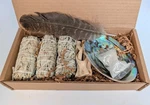 Sarimoire Sage Smudge Kit White Sticks Abalone Shell W/ Stand Boxed. Fixed Price $40.00.