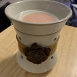 Scentsy Roselyn Full Size Wax Warmer Ivory Beige Tan W/ Burlap Band Metal Flower. Fixed Price $17.00.