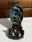 Backflow Incense Burner Lotus Leaf Ceramic Koi Pond Matte Glaze Home Decor. Fixed Price $14.00.