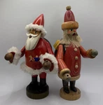 Lot Of 2 Erzgebirge German Folk Art Wooden Santa Smokers - Repair Restoration. Fixed Price $49.99.