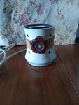 Scentsy Roselyn Full Size Wax Warmer Ivory Beige Tan W/ Burlap Band Metal Flower. Fixed Price $15.39.