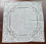 Vintage Hanky 1920S White Fine Linen Punch Work Geometric Design Embroidered. Fixed Price $15.00.