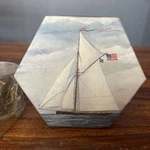 Lang Set Nautical Ellen Stouffer Art Box & Votive Candle Sailing Decor. Fixed Price $14.99.