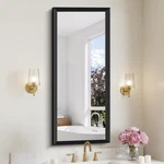 Black Bathroom Mirror 20 X 48 Inch Rectangle Wave Beveled Frame For Wall Bath.... Fixed Price $86.70.