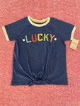 Lucky Brand Shirt Girls 6X Tee Top Galaxy Blue Rainbow Logo Tie New. Fixed Price $11.99.