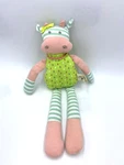 Organic Farm Buddies Cow Plush Rattle Baby Toy Green Pink Stripe Raindrop. Fixed Price $12.99.