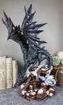 Ebros Large Dark Dragon With Frozen Ice White Baby Hatchling Statue 18.5" Tall. Fixed Price $84.99.