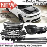 Fit 15-23 Dodge Charger Widebody Whole Bumper Side Led Grill Black Diffuser Kits. Fixed Price $1799.00.
