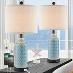 Ceramic Table Lamps For Bedroom Set Of 2,TOUCH With Usb Ports BLUE-2PK. Fixed Price $125.35.