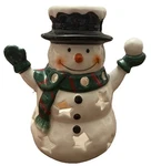 Yankee Snowman With 4 Sparkling Cinnamon Tea Light Winter Decor. Fixed Price $16.00.