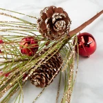 Factory Direct Craft Glittery Spray With Bells And Pinecones. Fixed Price $18.95.
