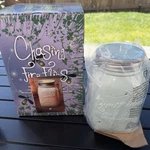 New Scentsy Full Size Wax Warmer Chasing Fireflies Mason Jar Light Blue. Fixed Price $39.99.
