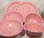 Room Essentials Terrazzo Pink Lot Of 6 4 Bowls 2 Plates Bpa-free. Fixed Price $15.99.