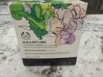 The Body Shop 7 Oz Aloe & Soft Linen Scented Candle New Pkg - Rare. Fixed Price $22.99.