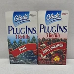 Vintage 1990S Glade Plugins Gel Refills Pine & Apple Cinnamon 3 Count Each Nos. Fixed Price $18.99.