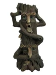 Smoking Tree Faces Cone Incense Burner Elegant Expressions Hear See No Evil 11''. Fixed Price $24.95.