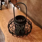 Mcm Style Candle Holder Lantern Woven Black Rattan Tabletop Hanging 9X9X10.5". Fixed Price $12.00.